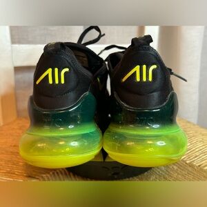 Nike Air Max 270, black and neon, men’s size 9.